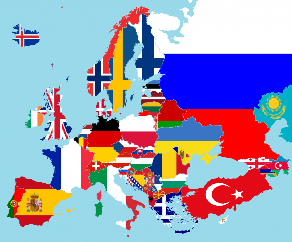 欧洲国旗图像通过Wikimedia Commons（公共领域）