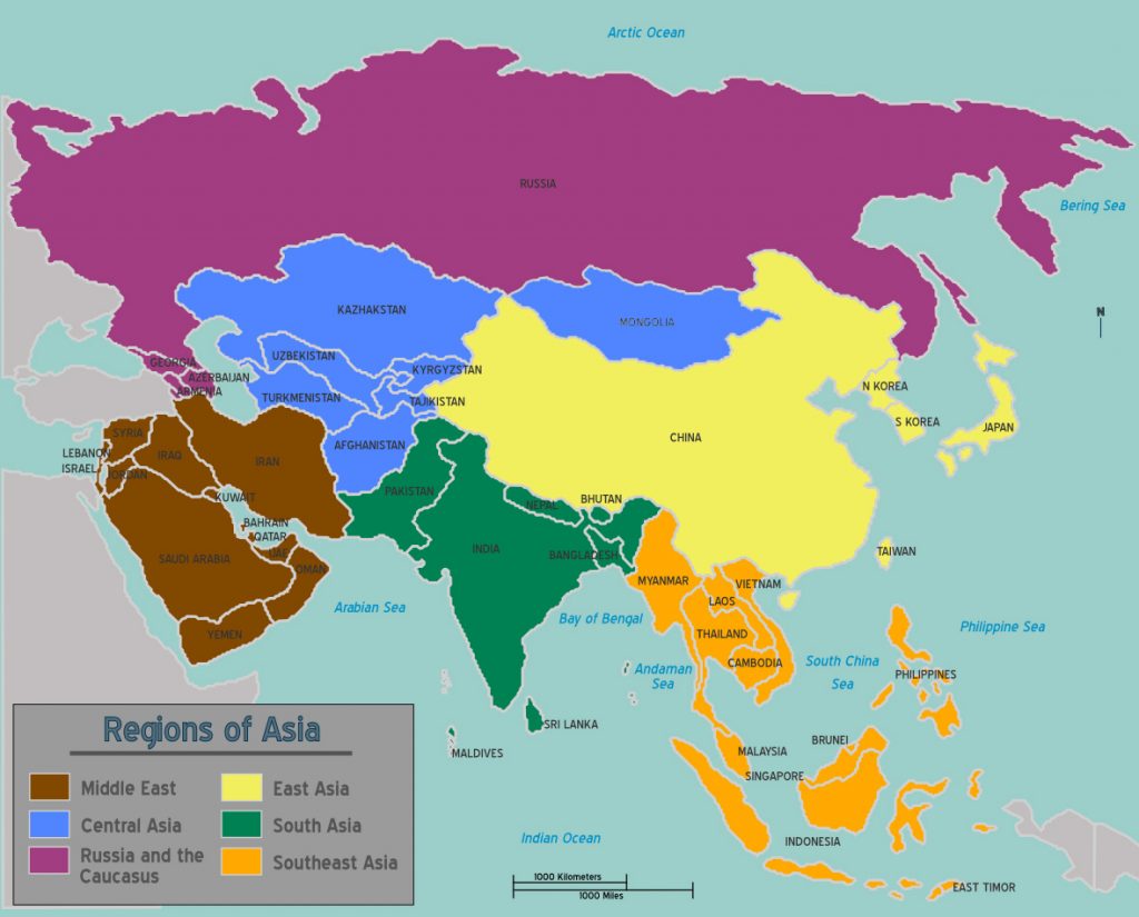 亚洲地图图像通过维基共享(CC - 1.0)
