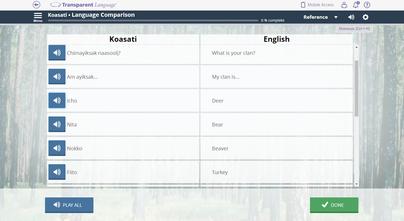 Koasati课程透明语言在线