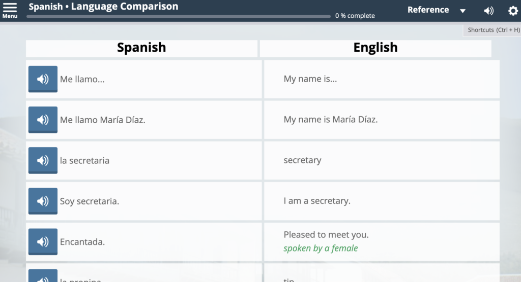 在线透明语言的西班牙语的初学者词汇