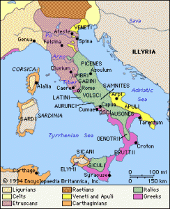 古意大利地图与意大利文区域