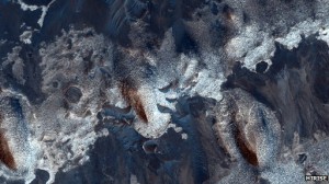 火星上的生命:斜纹布迦南rerum stratarum在Melani Chasmate或浅色分层材料在米拉斯峡谷(图片色)