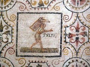 7月面板来自罗马马赛克月份(来自El Djem，突尼斯，公元3世纪上半叶)。由WikiCommons和Ad Meskens提供
