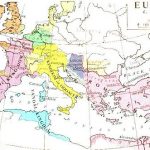 476年的欧洲,从穆尔的历史地图集》(1911)。法院的开始。