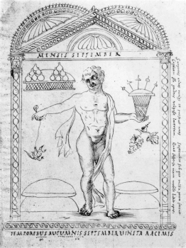 公元354年9月的年表，由4世纪的书法家Filocalus绘制。17世纪的原画。维基共享资源提供。