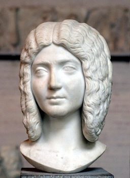 罗马女士的画像,ca,公元200年。脸的形状和发型看起来像皇后茱莉亚Domna(木屐Septimius西弗勒斯的妻子、母亲)。头发可能是一个假发。维基共享。