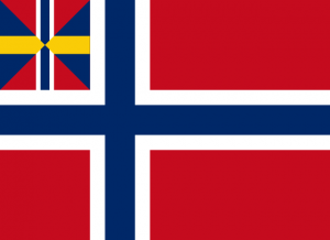 挪威与瑞典联盟期间的旗帜。工会“玻璃”被开玩笑地称为西尔达萨顿 - 鲱鱼沙拉。